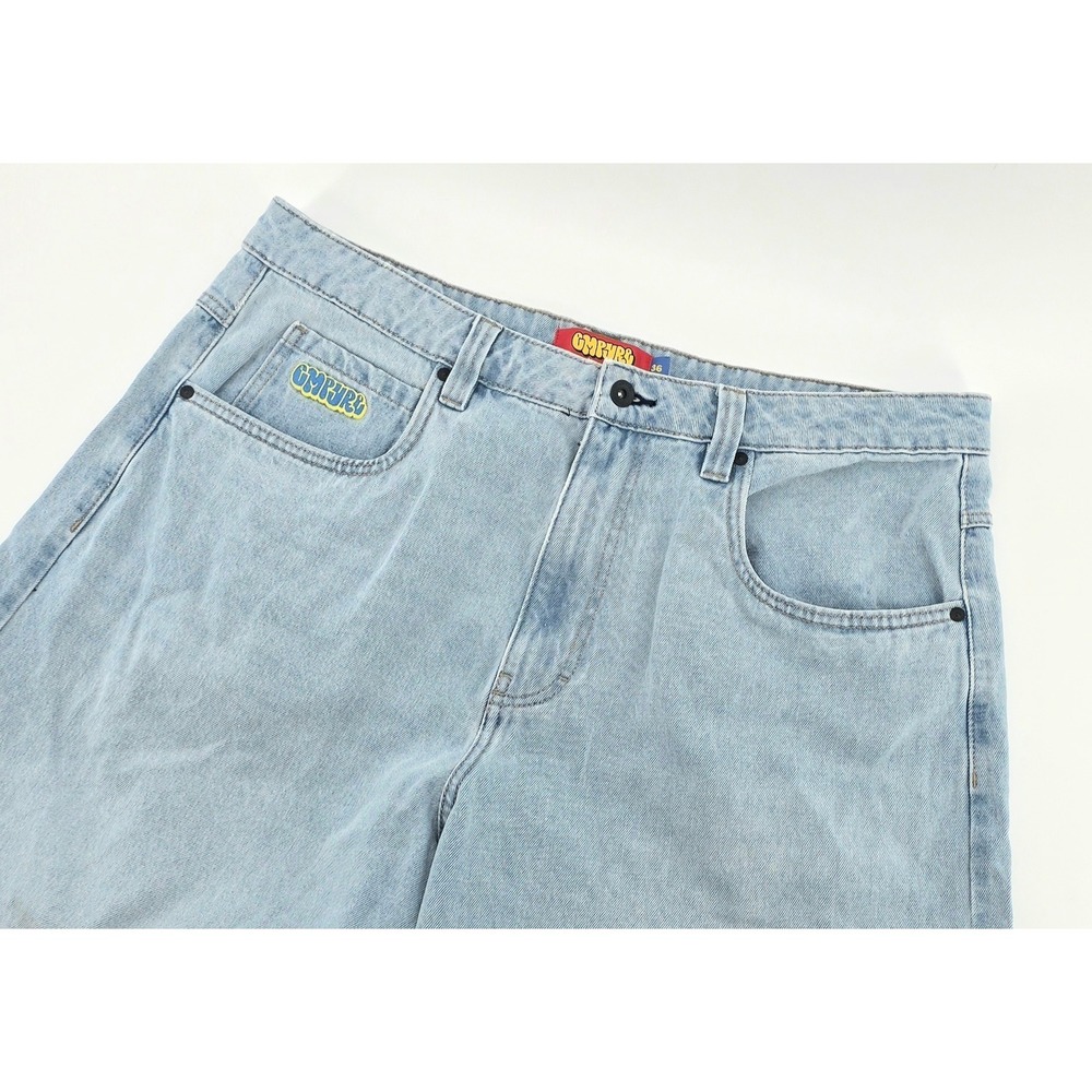 Empyre Y2K Loose Fit Denim Jeans Size 36 Mens Light Wash Streetwear Denim